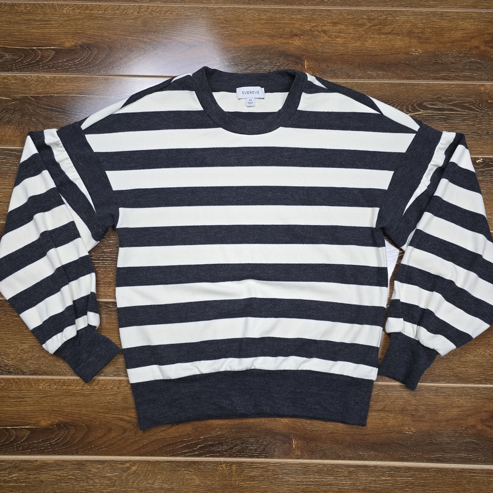 Evereve Jana Brushed Stripe Pullover Sweatshirt Womens Size Extra Small